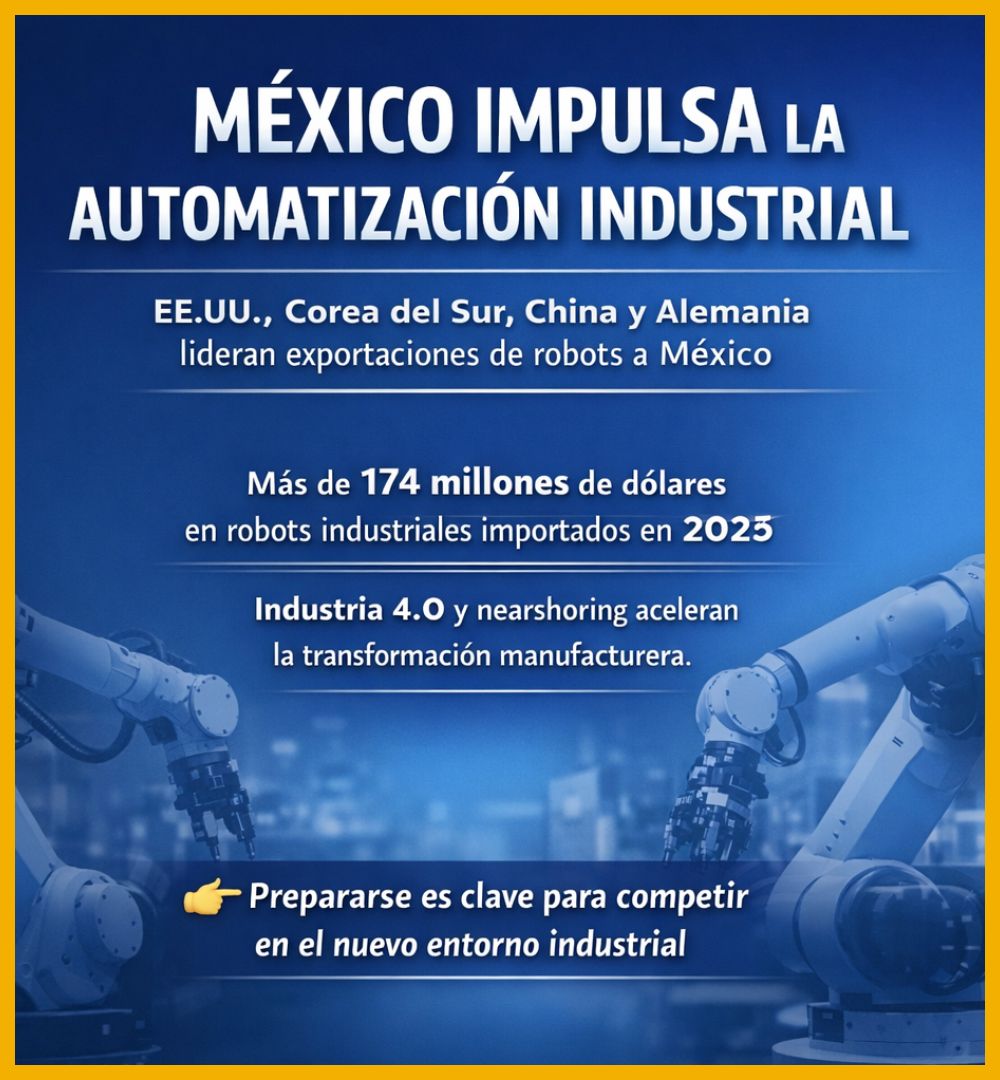 Principales exportadores de robots industriales a México en 2025