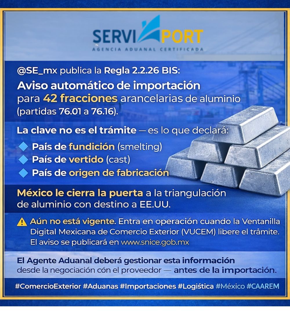 México endurece control a importaciones de aluminio