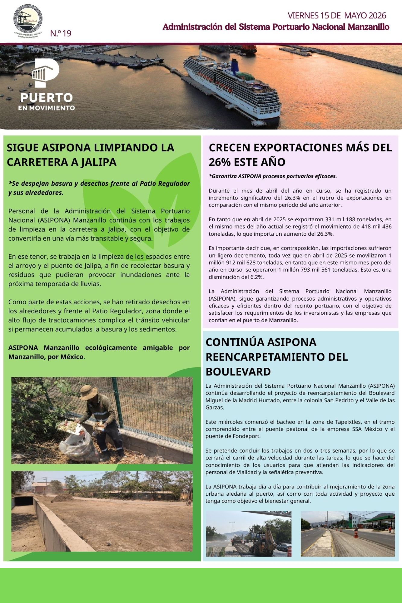 Puerto en Movimiento: ASIPONA Manzanillo informa avances operativos y urbanos