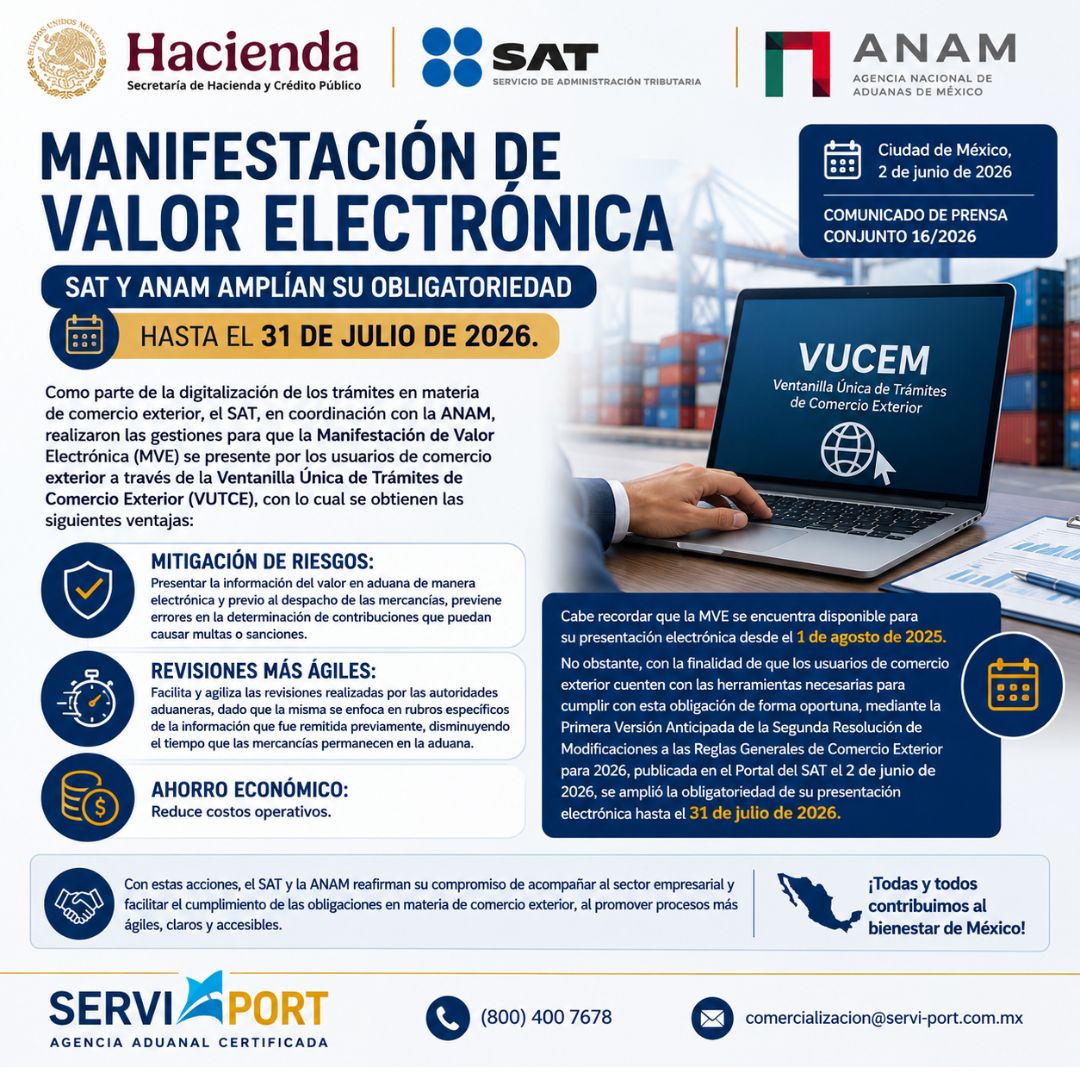 SAT y ANAM impulsan la Manifestación de Valor Electrónica (MVE)
