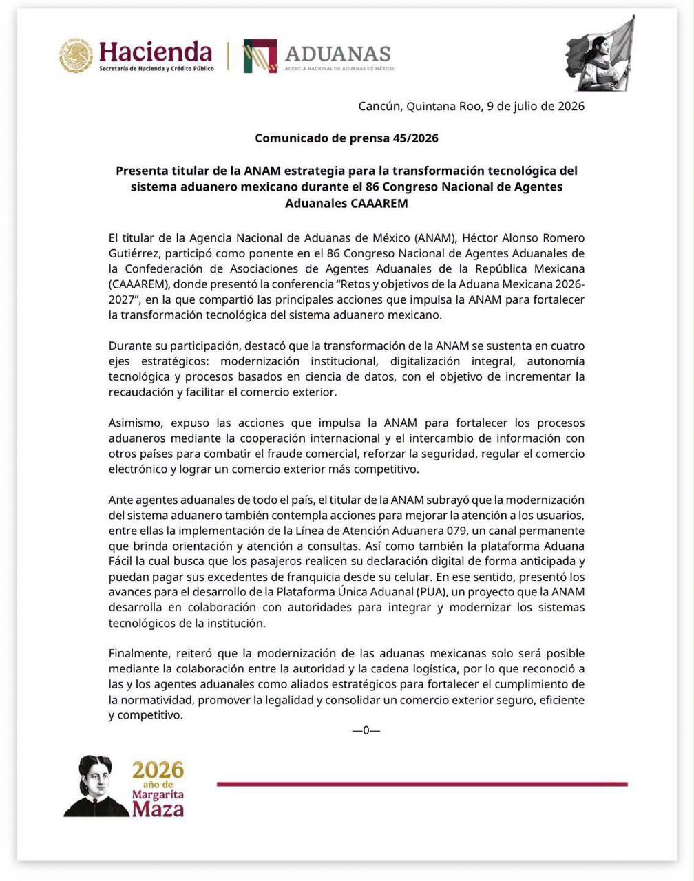 ANAM presenta su estrategia de transformación tecnológica para modernizar el sistema aduanero mexicano