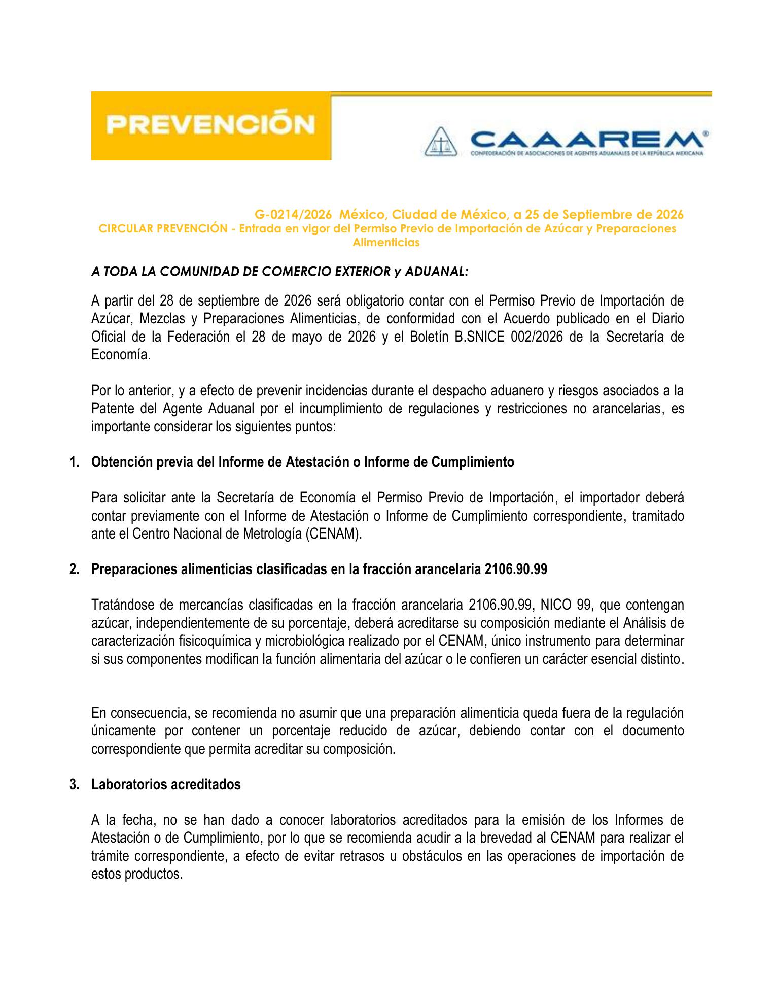 Entra en vigor el permiso previo de importación de azúcar y preparaciones alimenticias
