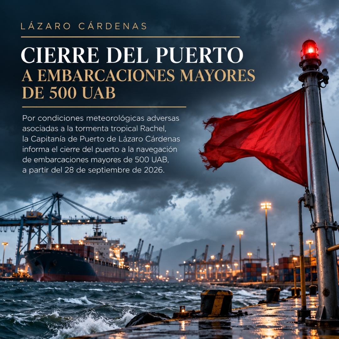 Cierre del Puerto de Lázaro Cárdenas a embarcaciones mayores de 500 UAB