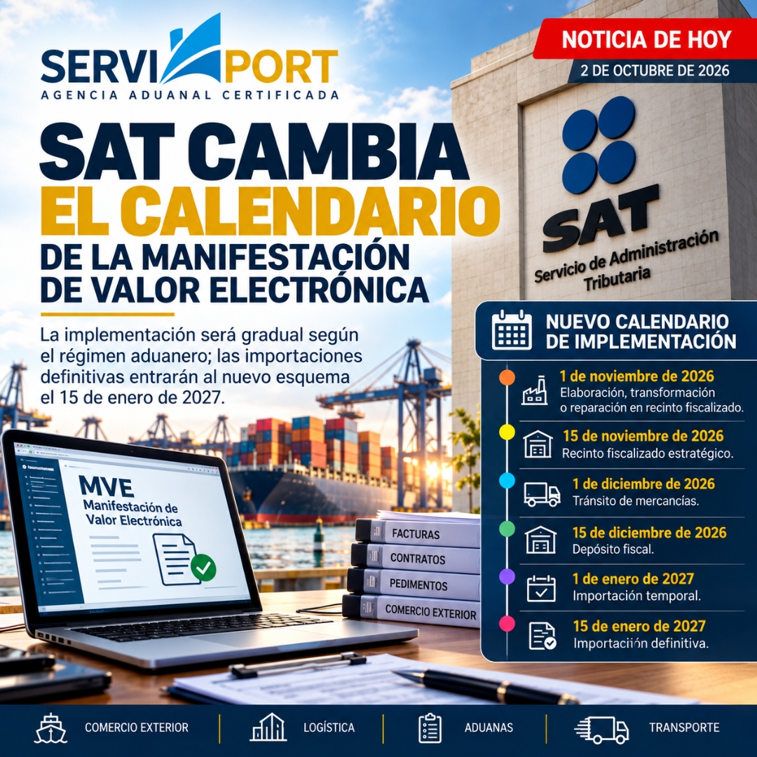 SAT modifica el calendario de la Manifestación de Valor Electrónica